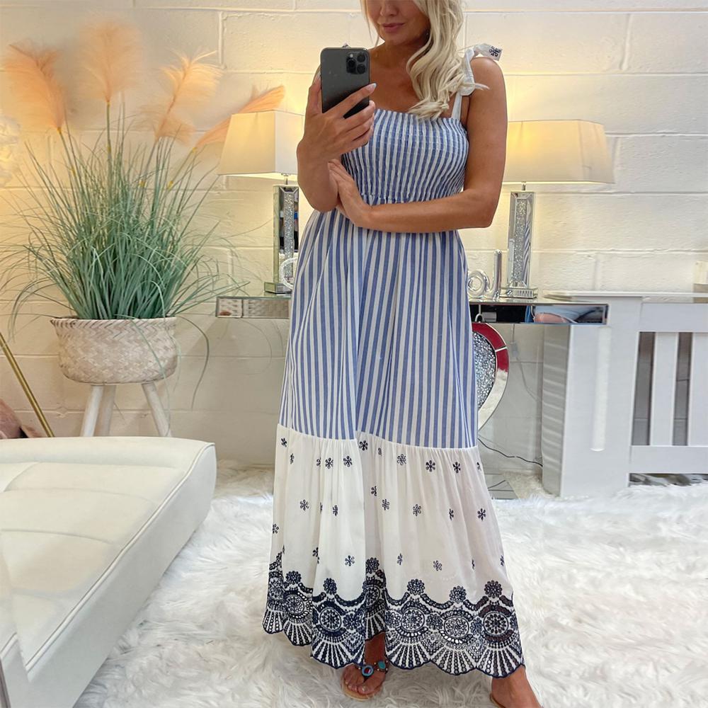 Basic sleeveless striped maxi dress