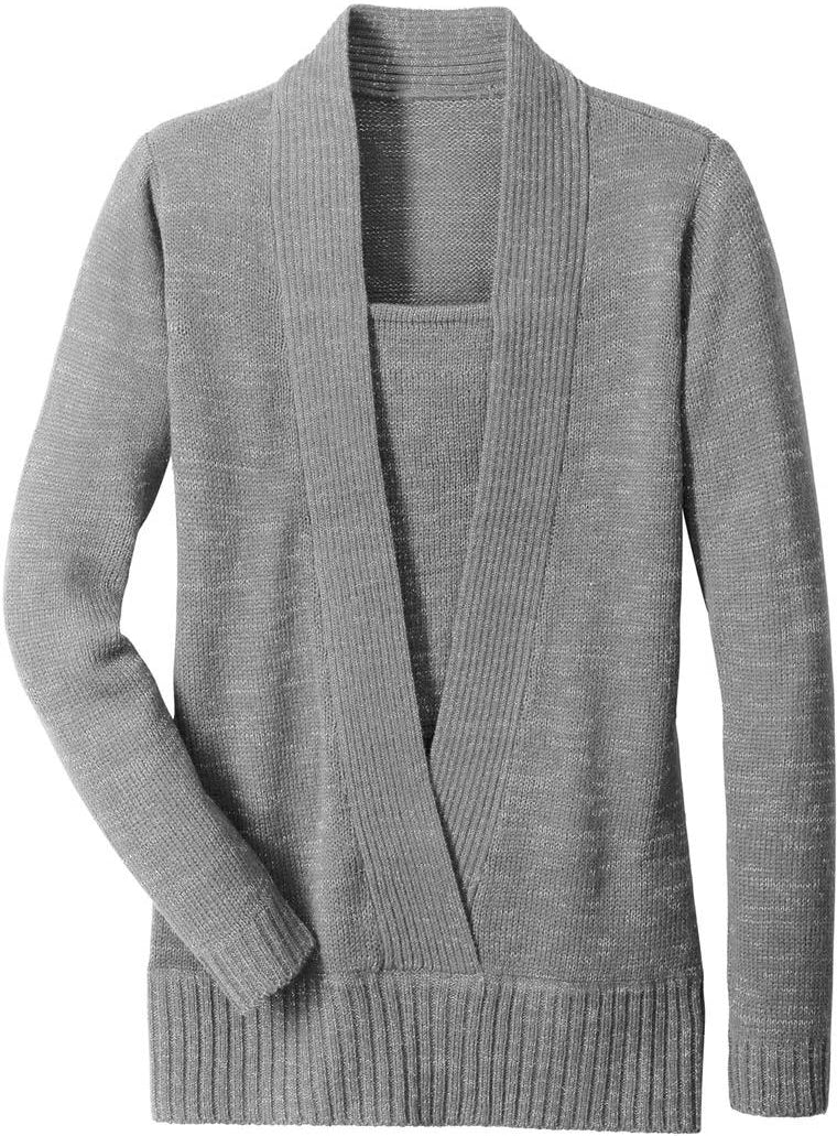 Grey long sleeve V-neck sweater Twofer