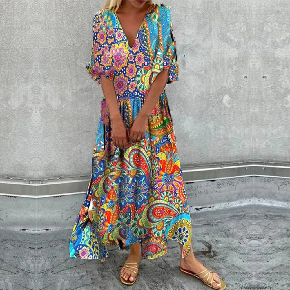 Retro Festival Psychedelic Paisley Maxi Dress