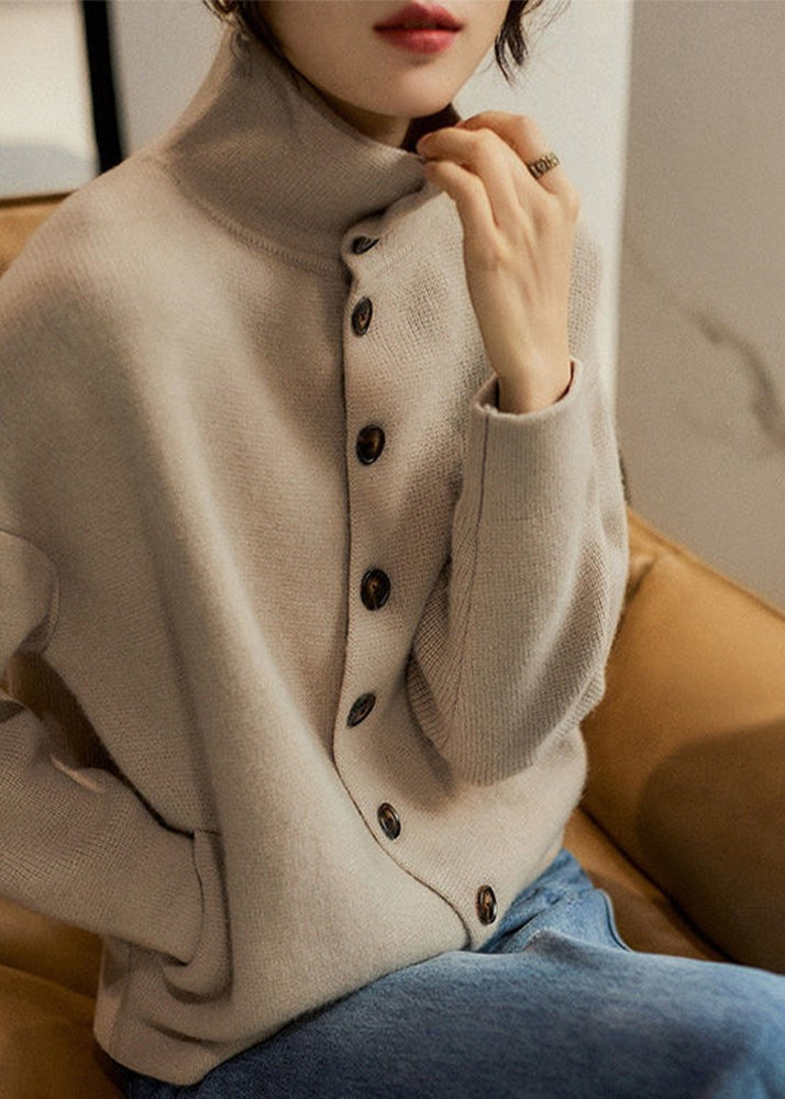 Apricot long-sleeved plain sweater