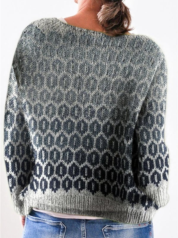 Ombre Grey sweater with geometric pattern