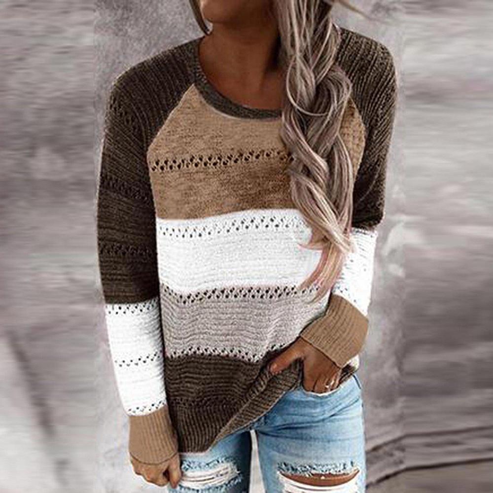 Long sleeve sweater with colour block print