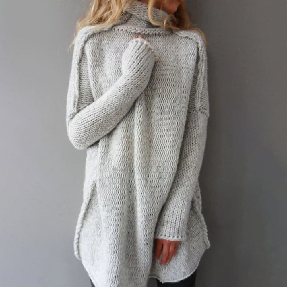 Grey sweater with open seam and oversize