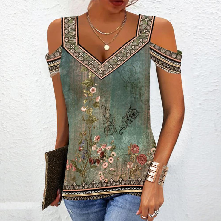 Trendy Print Green Sleeveless Top