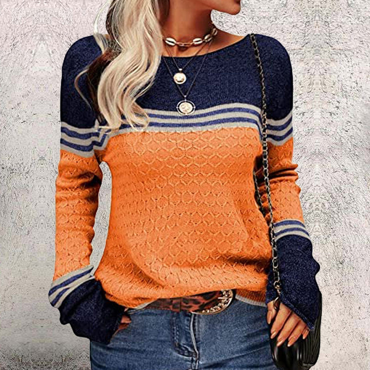 Orange and blue striped long sleeve top