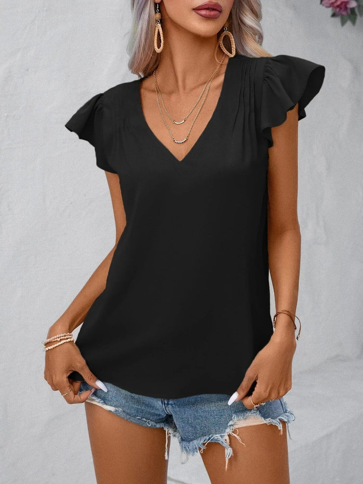 Cool monochrome black top with V-neck