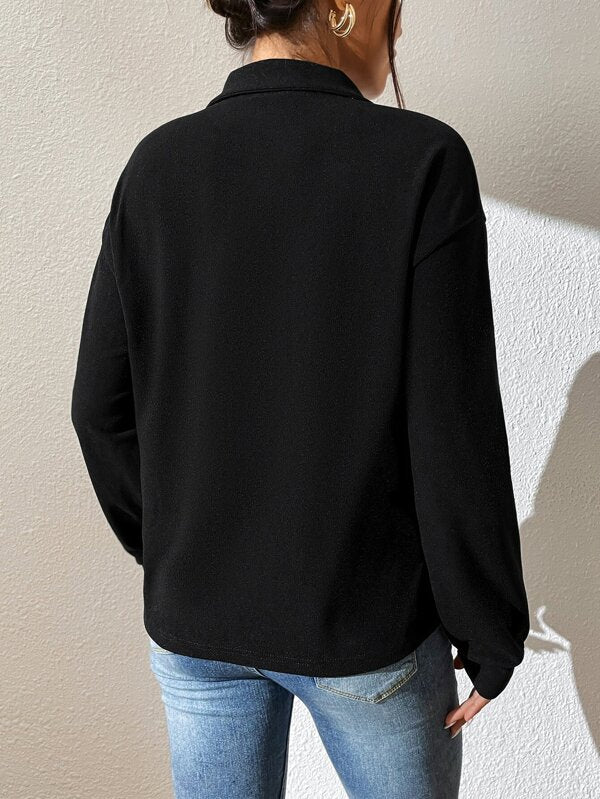 Black monochrome long sleeve top