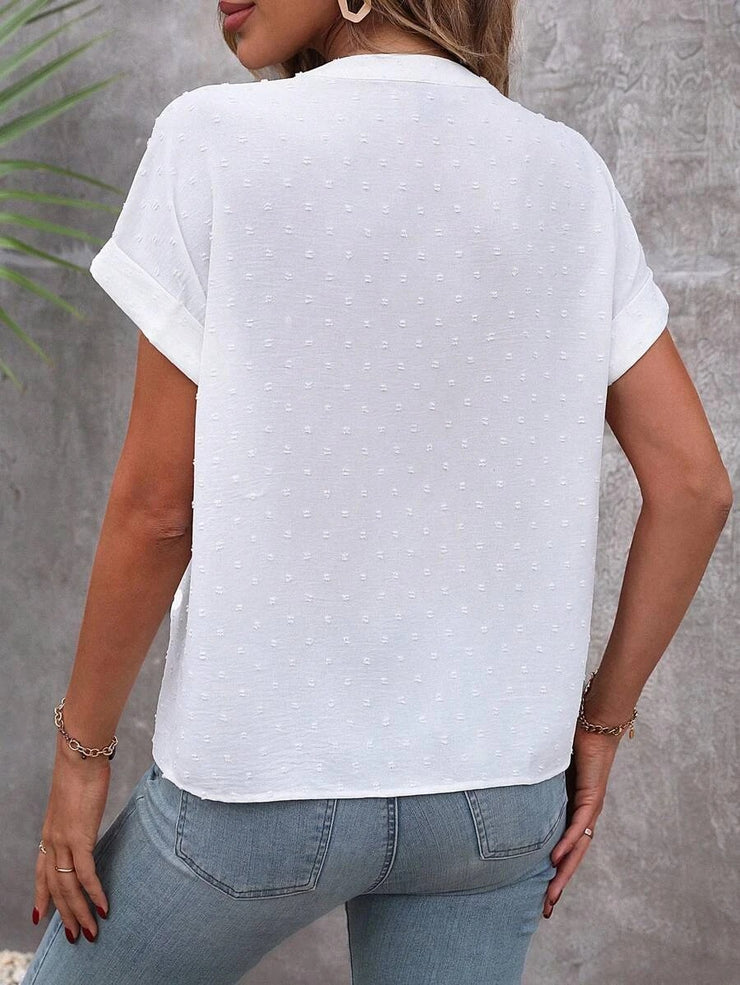 White Swiss Dot Button Down TOP