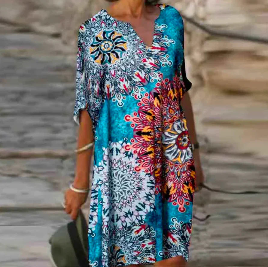 Mandala flower dress in harmonious colors