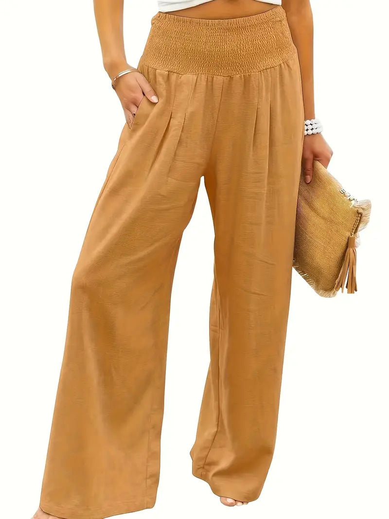 Safari Chic Linen Wide Leg Summer Pants