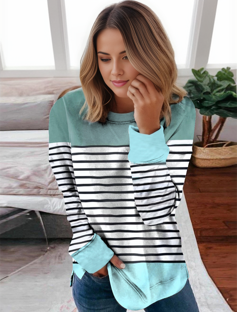 Casual long sleeve striped top