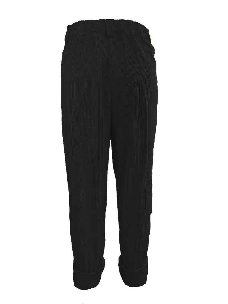 Black Corduroy Culotte Comfort Pants