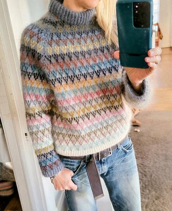 Long sleeve sweater with fuzzy print