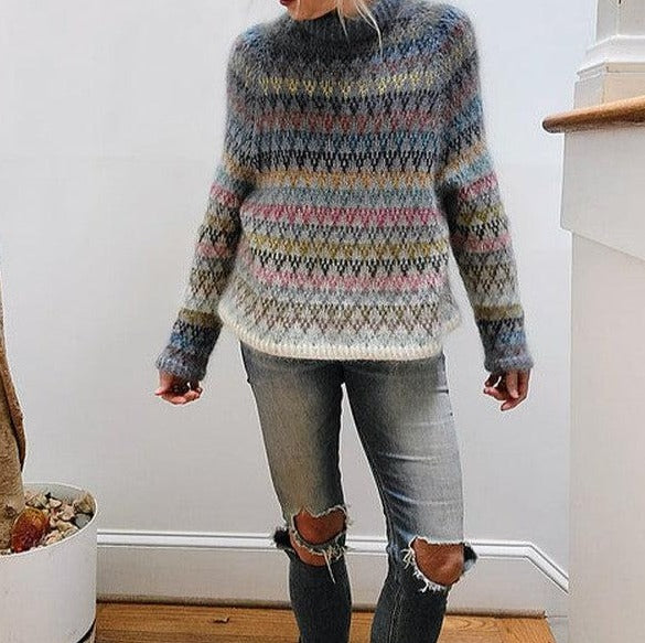 Long sleeve sweater with fuzzy print