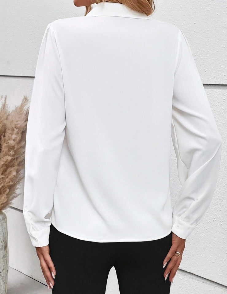 Popular Solid Color Round Neck Long Sleeve Top