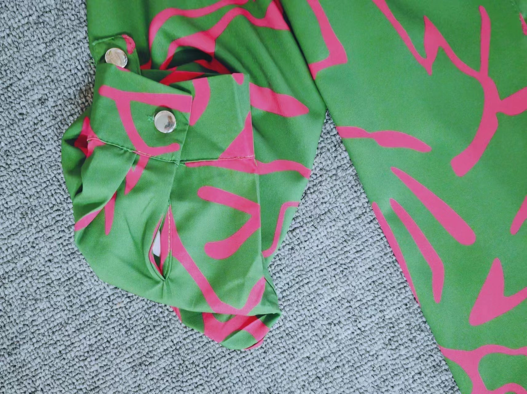 Emerald green, pink marbled blouse top