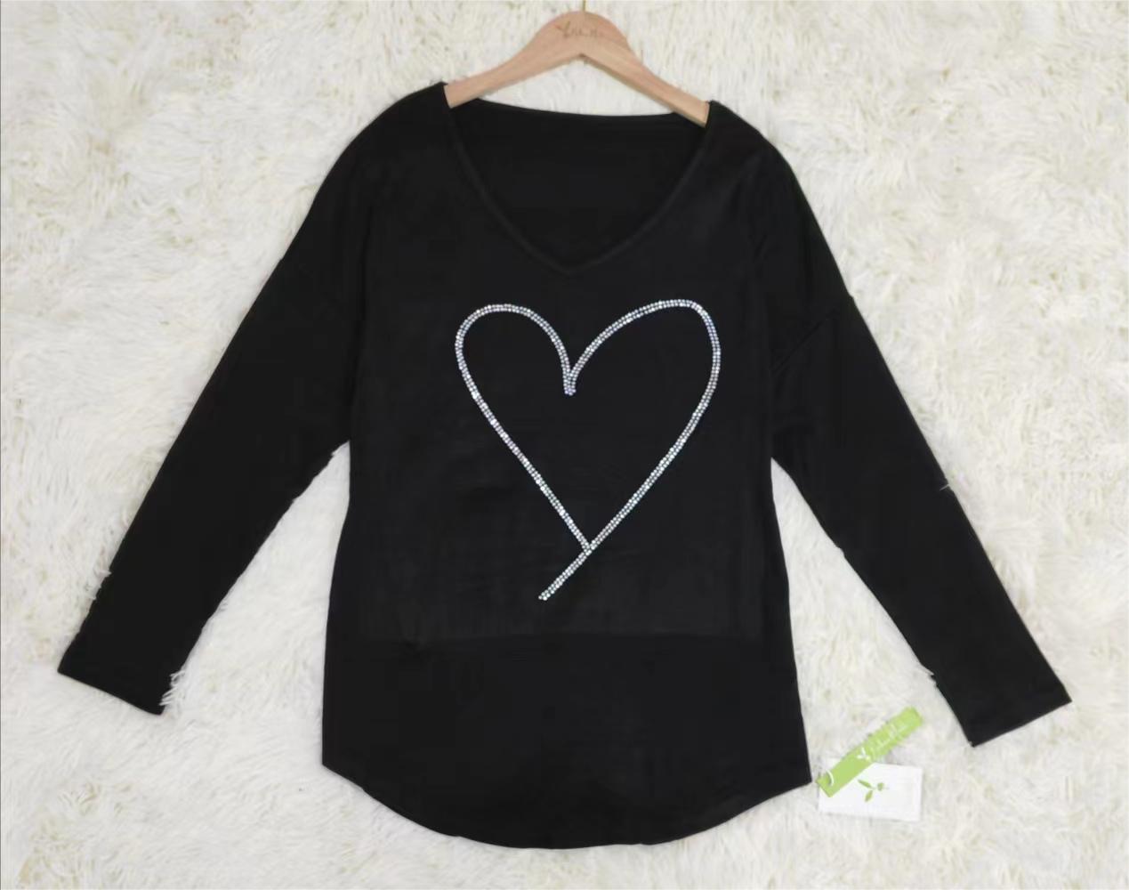 Bedazzle Heart Halo V-neck Top