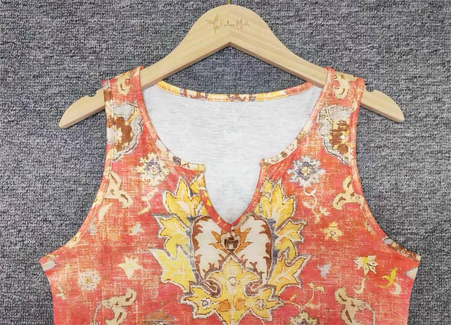 Red sleeveless print top