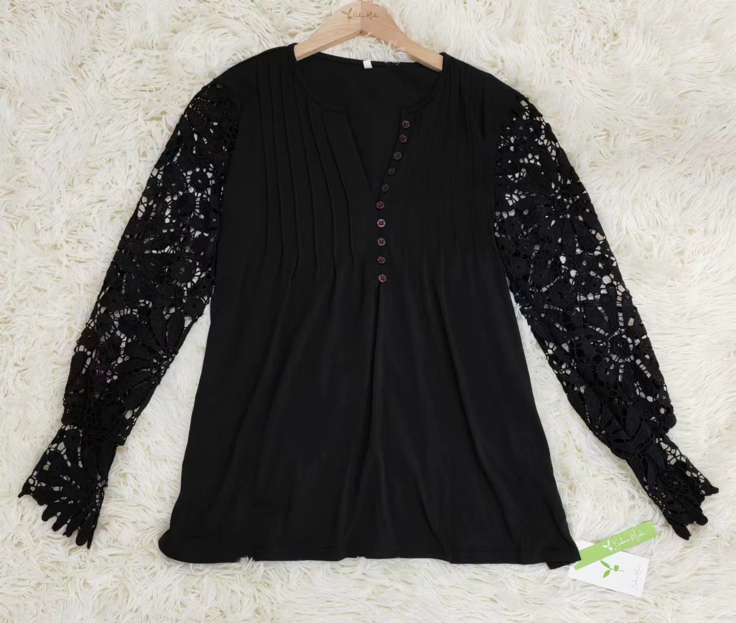 Elegant long sleeve plain black top