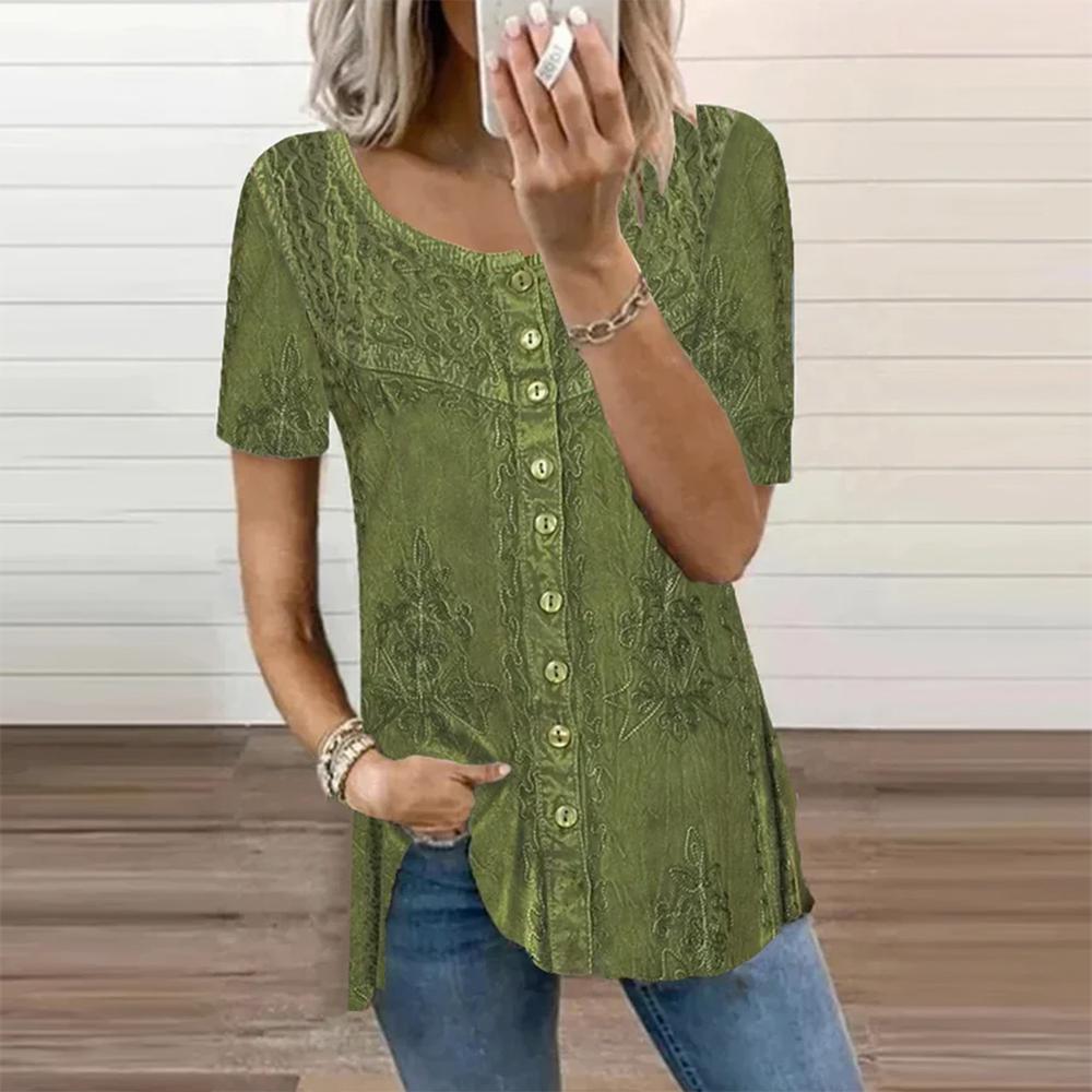 Fresh short sleeve top with round neck