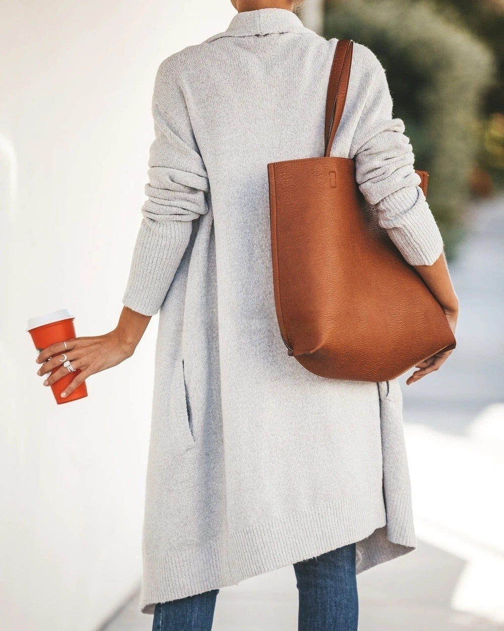 Solid color long sleeve cardigan