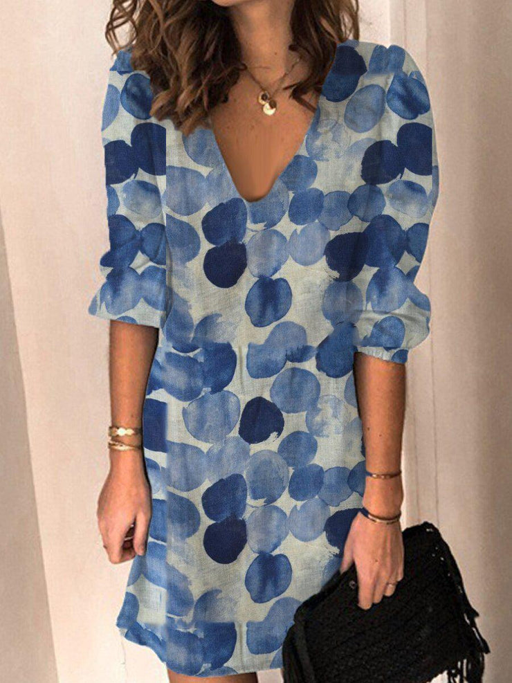 Ocean Bubbles Blue Dotted Mini Dress