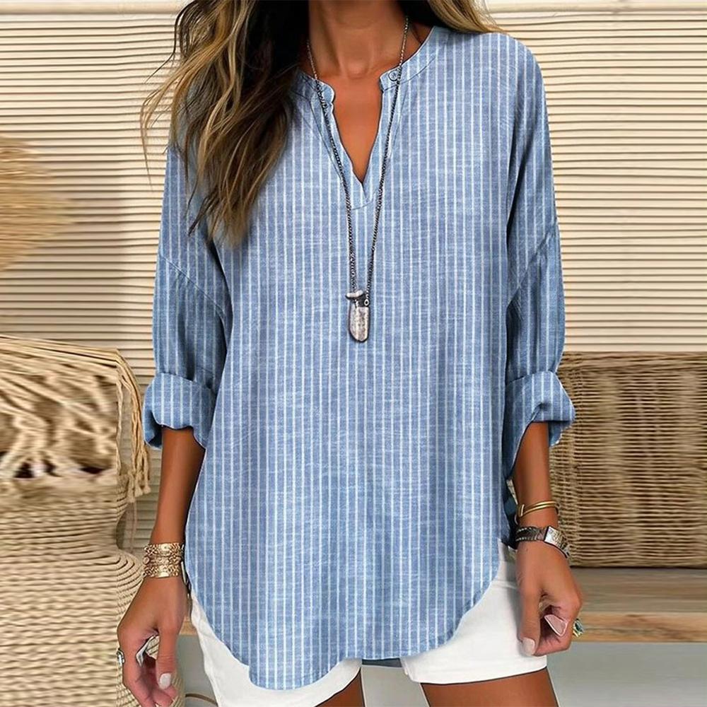 Stylish blue long sleeve top