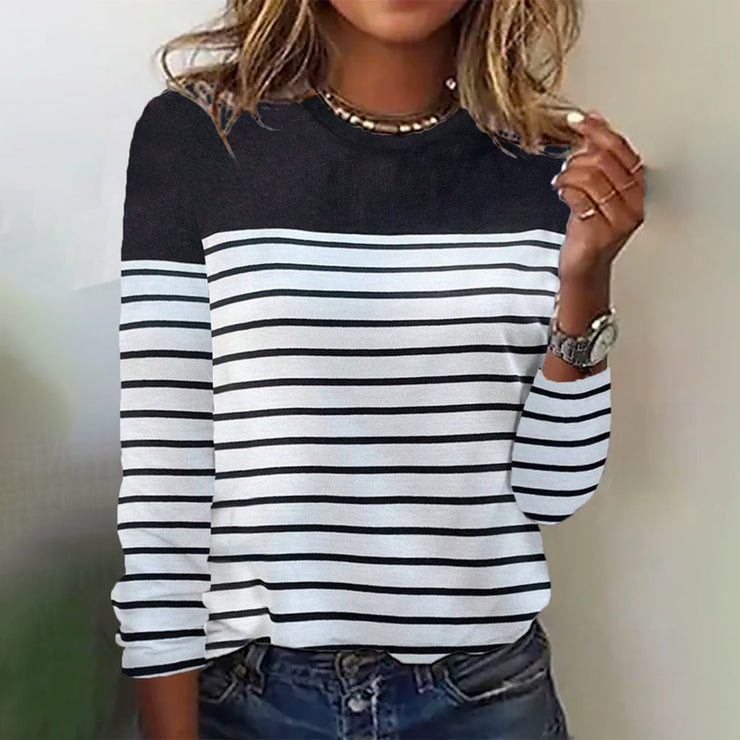 Comfortable striped long sleeve top