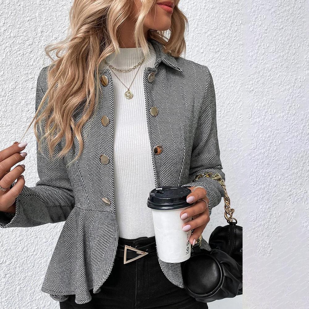 Basic Grey Solid Color Outerwear