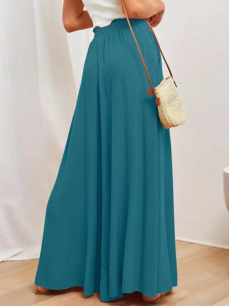 Turquoise Relaxed Light Palazzo Summer Pants