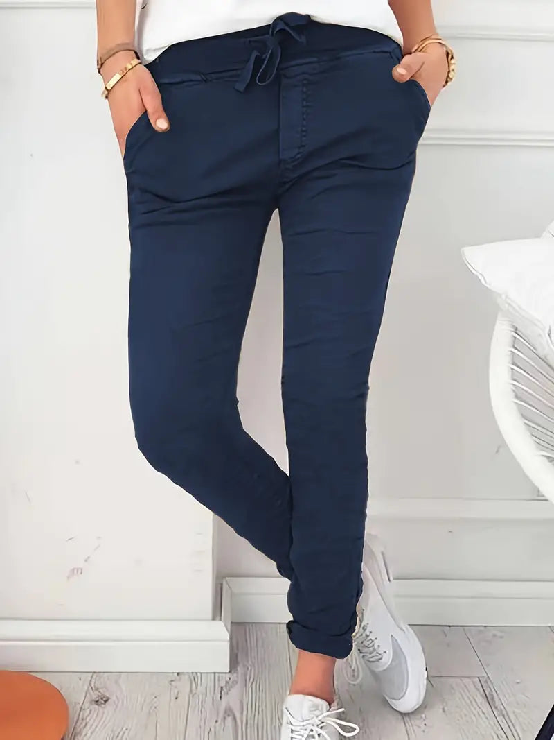 Navy Smart Casual Lace-up Comfort Pants