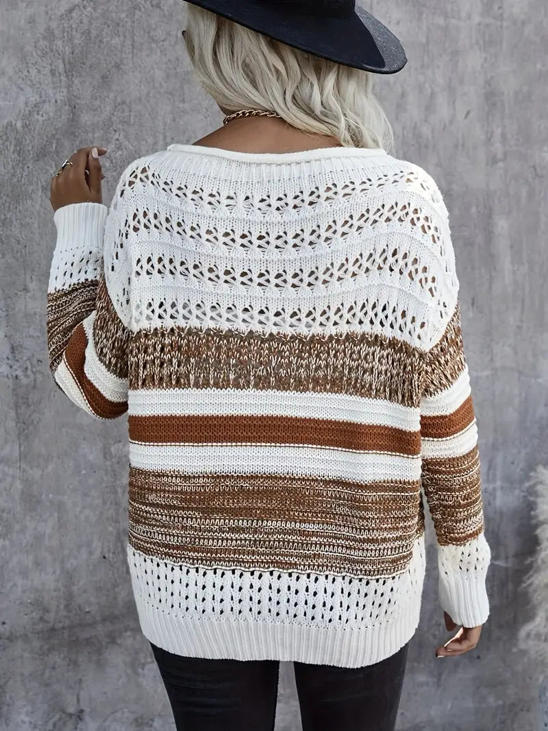 Color Block Round Neck Sweater