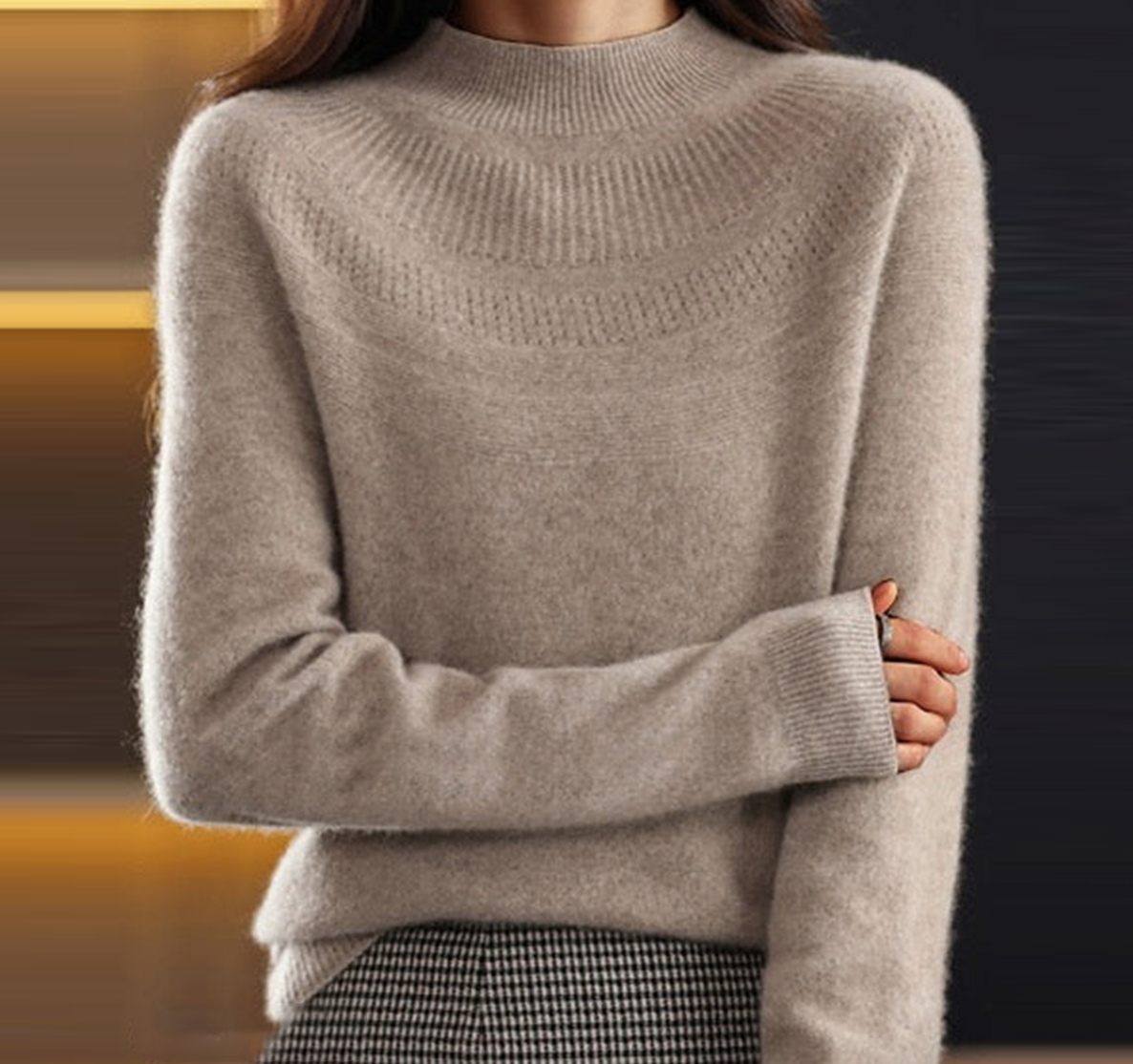 Taupe long-sleeved monochrome sweater