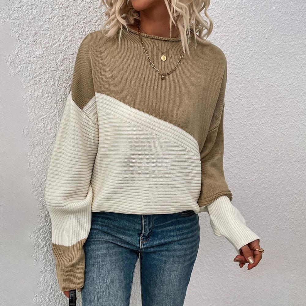 Trendy Color Block Long Sleeve Pullover