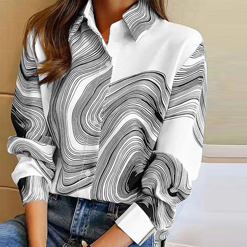 Elegant long sleeve print shirt