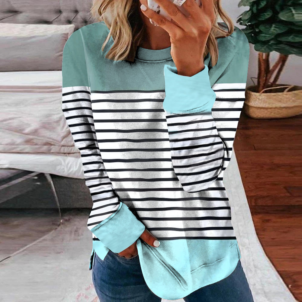 Casual long sleeve striped top