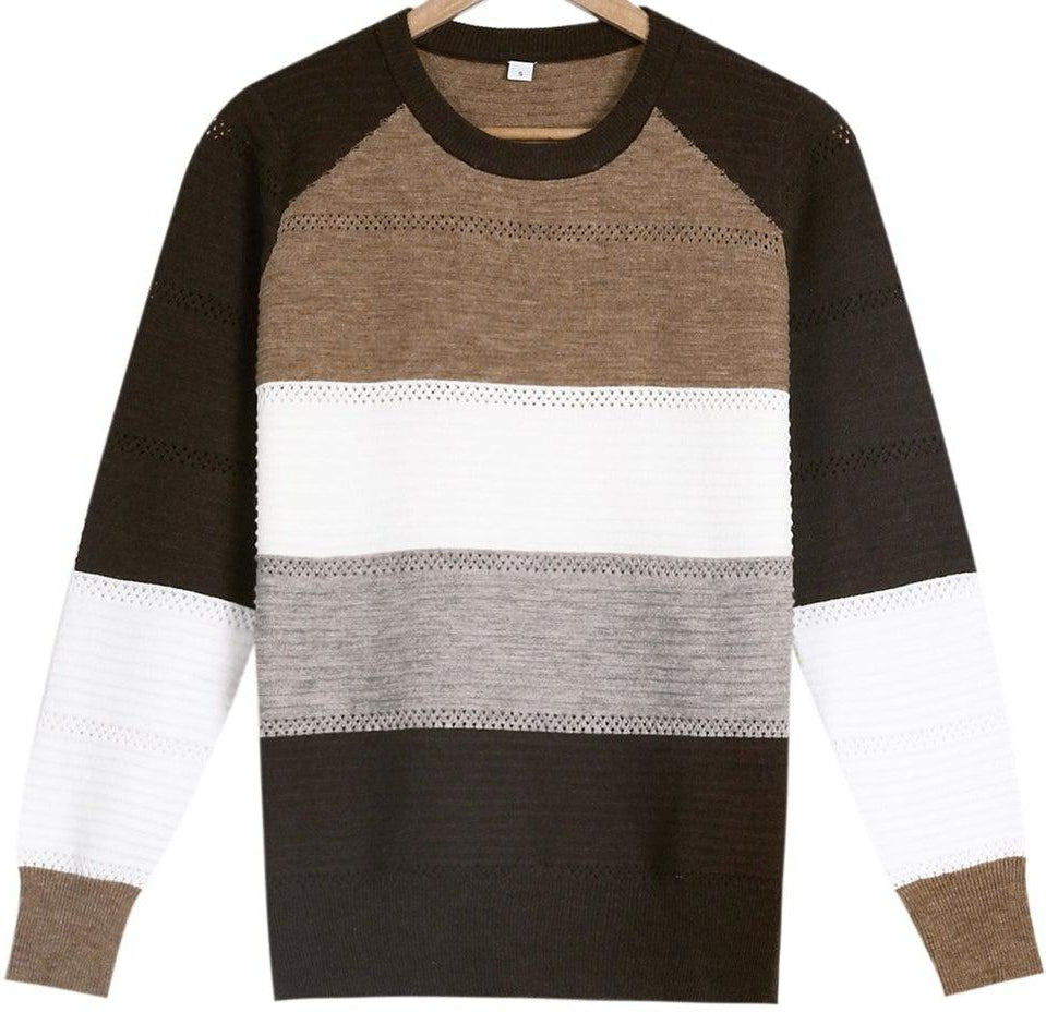 Long sleeve sweater with colour block print