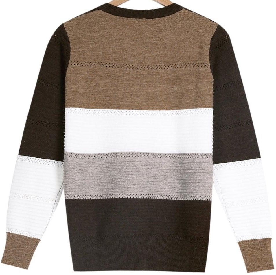 Long sleeve sweater with colour block print