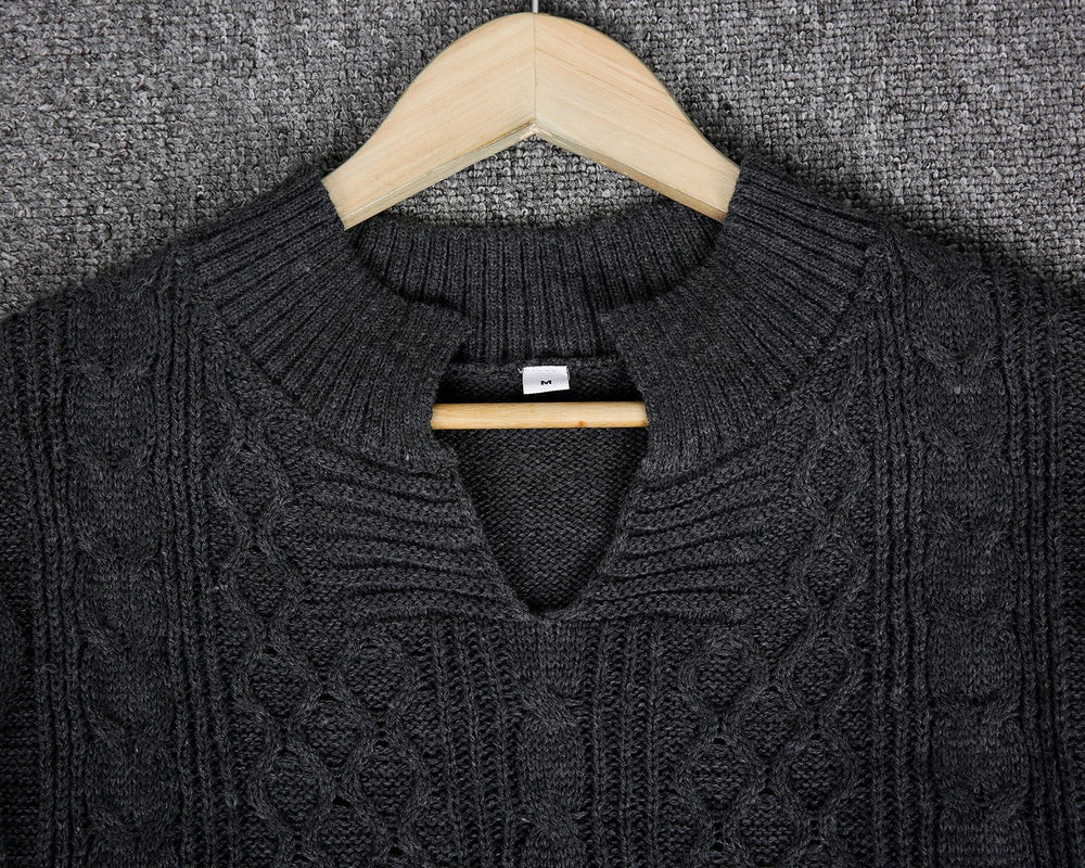 Cohaset Slouchy Grey cable knit sweater