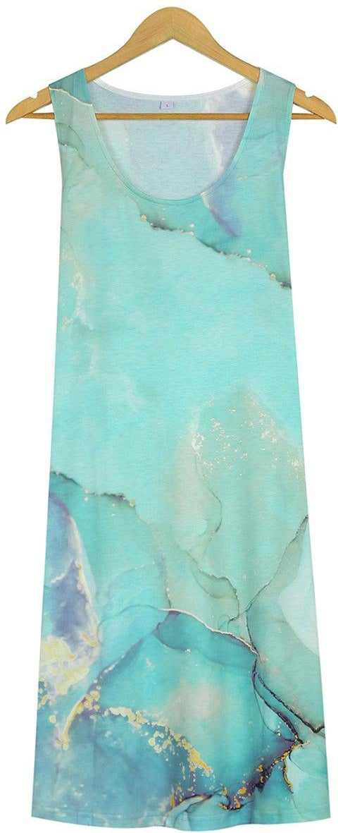 Ocean Blue Sea Foam Marble Mini Dress