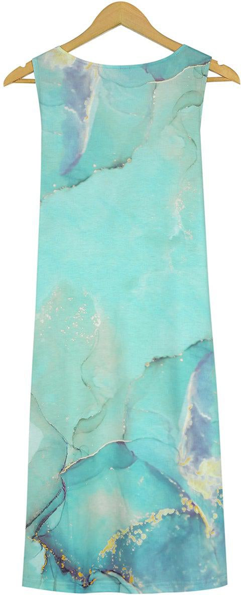 Ocean Blue Sea Foam Marble Mini Dress