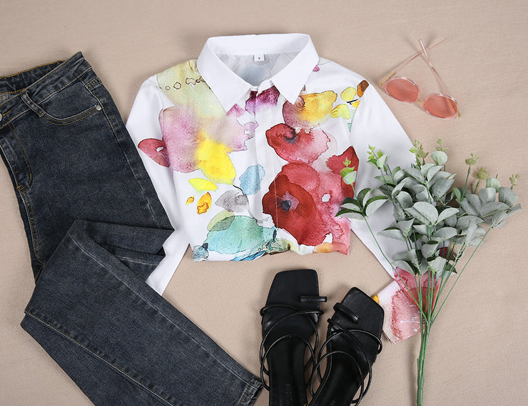 Watercolor citrus blossom collar for folding