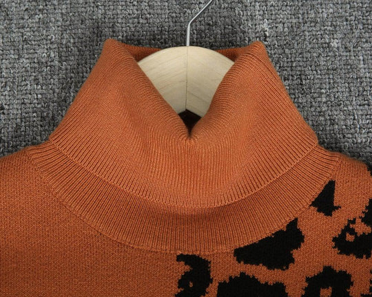 Groovy Coffee Sweater with High Neck