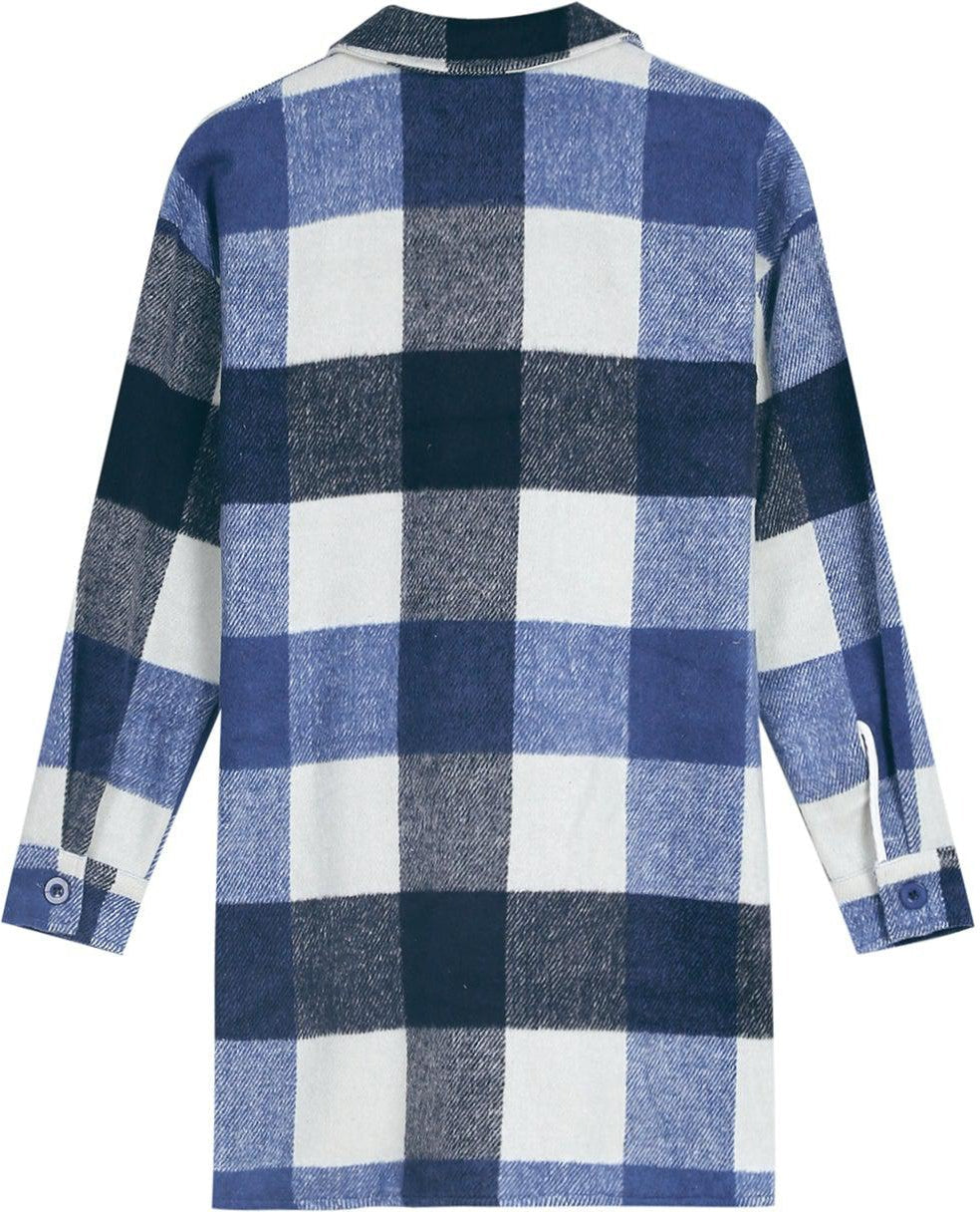 Blue checked vintage coat with collar