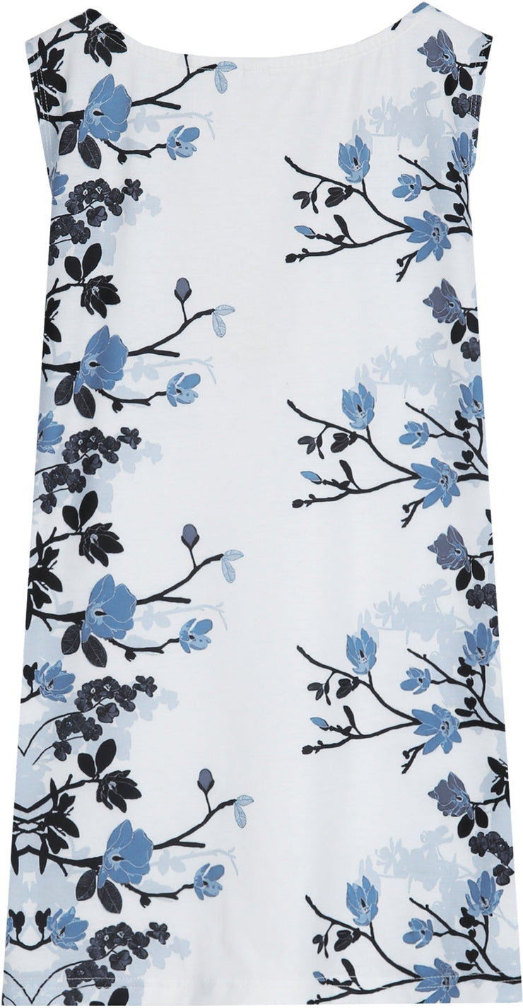 Blue flower sleeveless V-neck summer cami