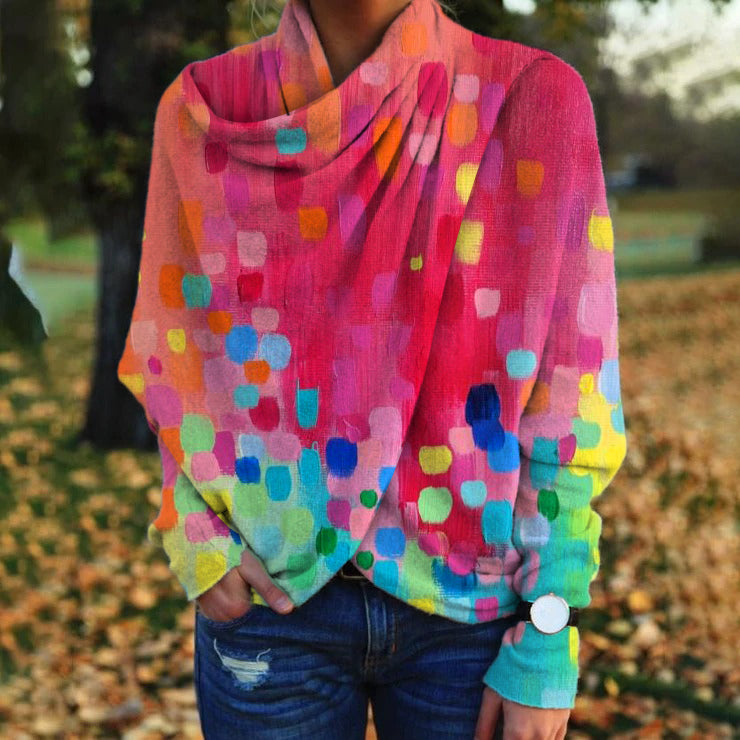 Colorful long sleeve boho scarf top