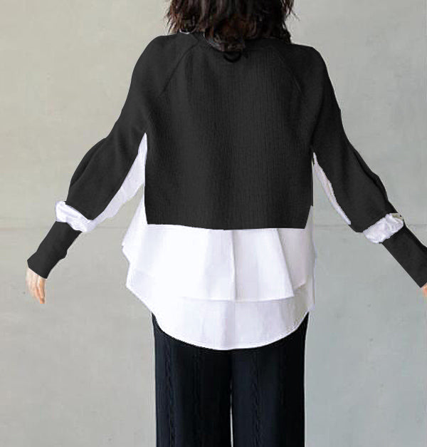 Black Color Block Top