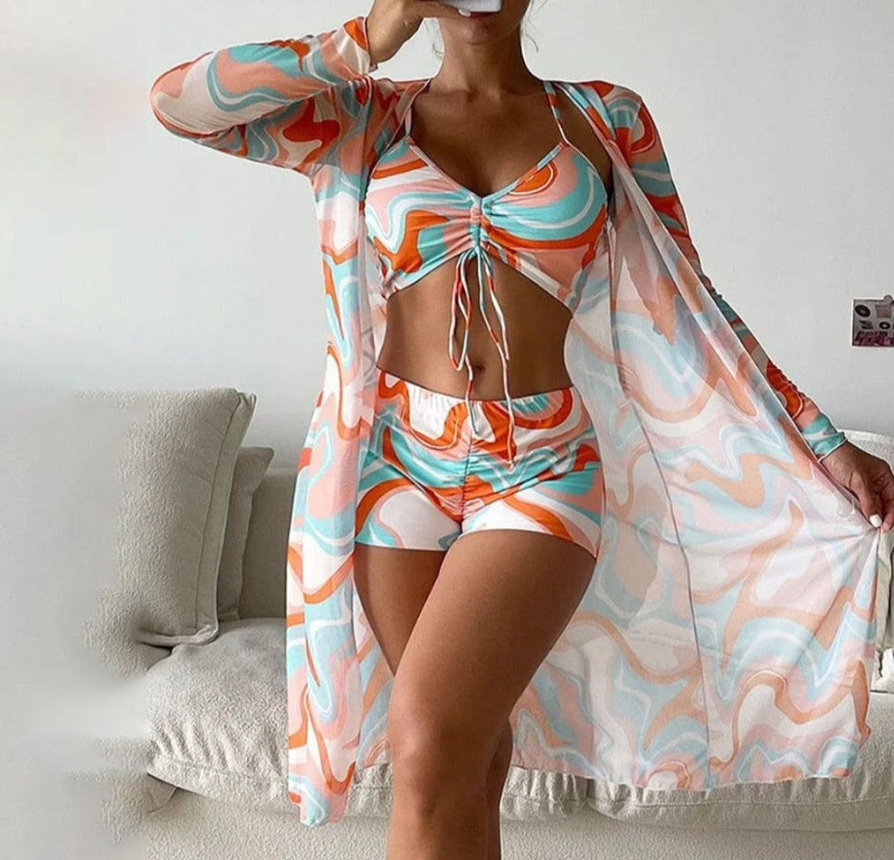 Breathtaking swimwear with orange print