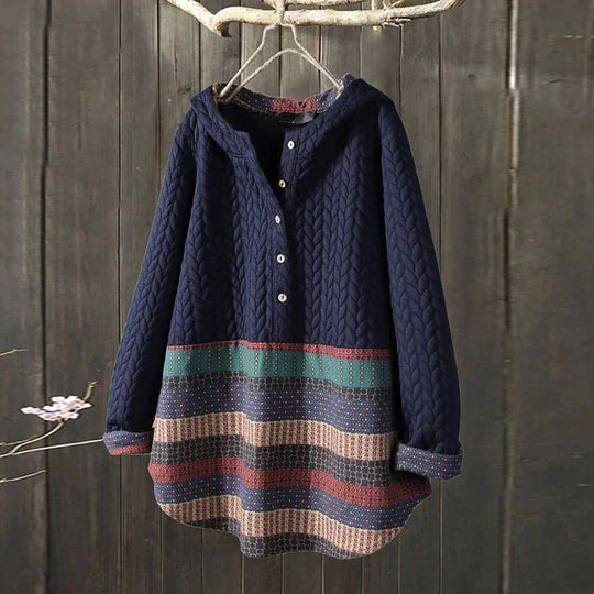 Cosy winter blues hooded sweater with gradient