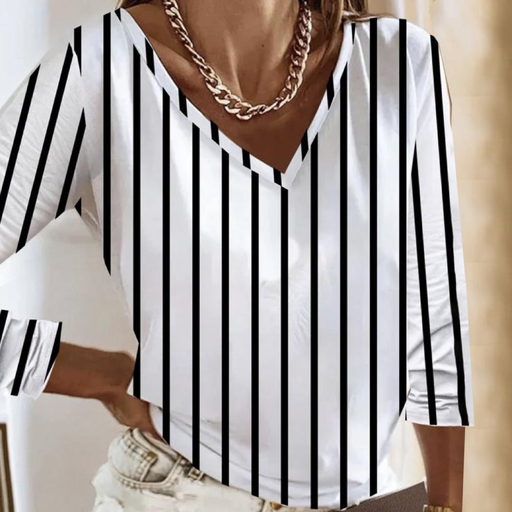 Comfortable striped long sleeve top